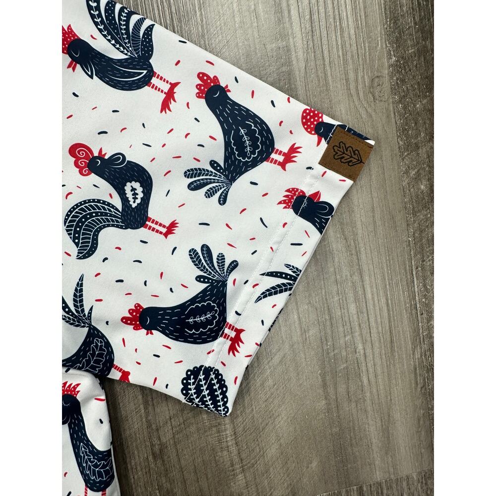 Iron Oak Rooster Western Golf Pearl Snap Polo White Red — Medium - Picture 5 of 10